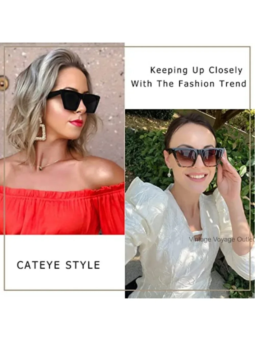 Vintage Cat Eye Sunglasses with Acetate Frame